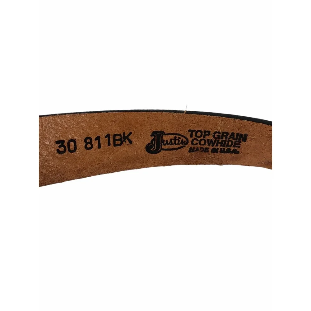 Justin Kids Champion Black Tooled Belt 811BK Black Top Grain Cowhide Made in USA